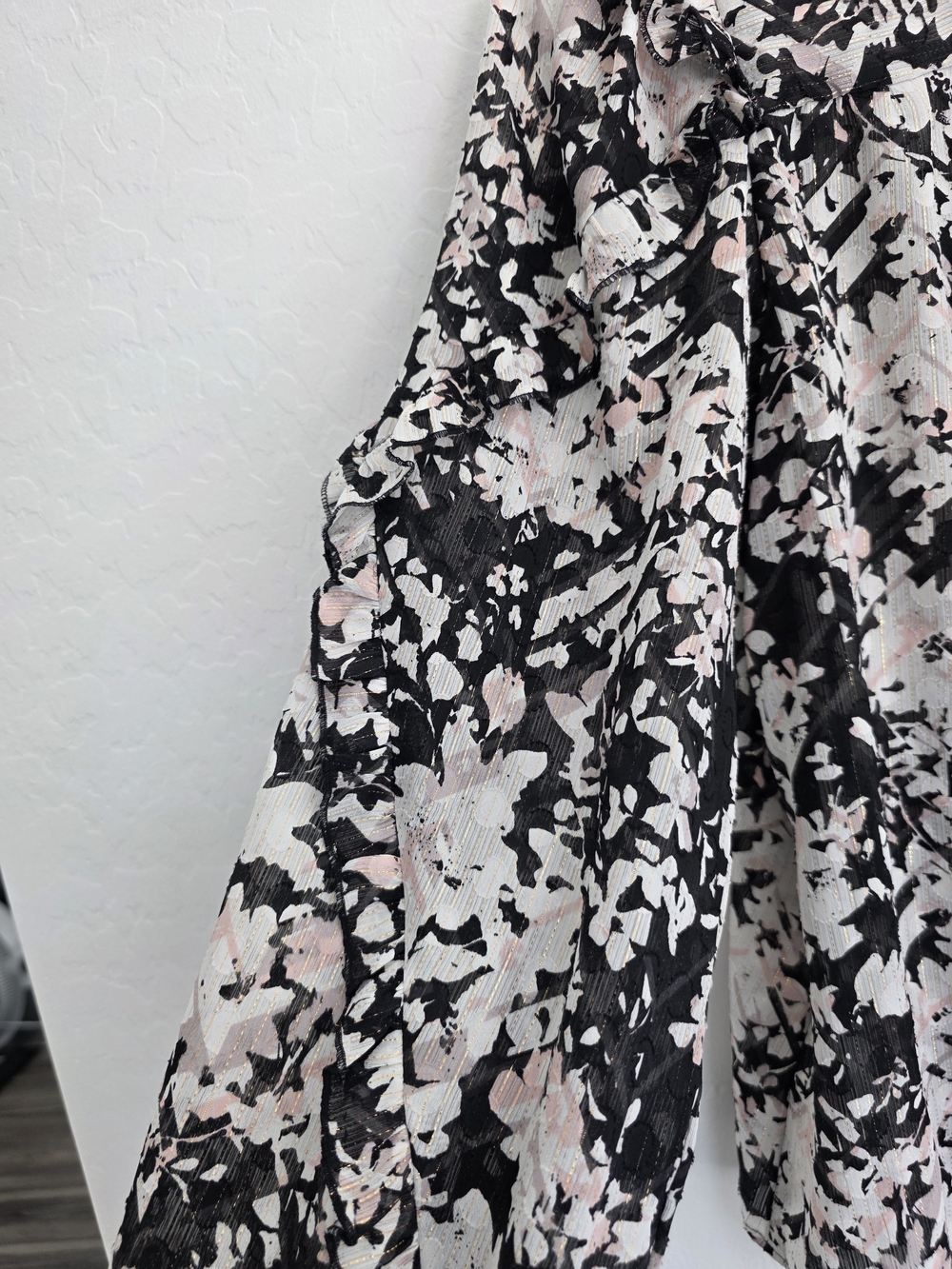 Express Black and Blush Floral Blouse